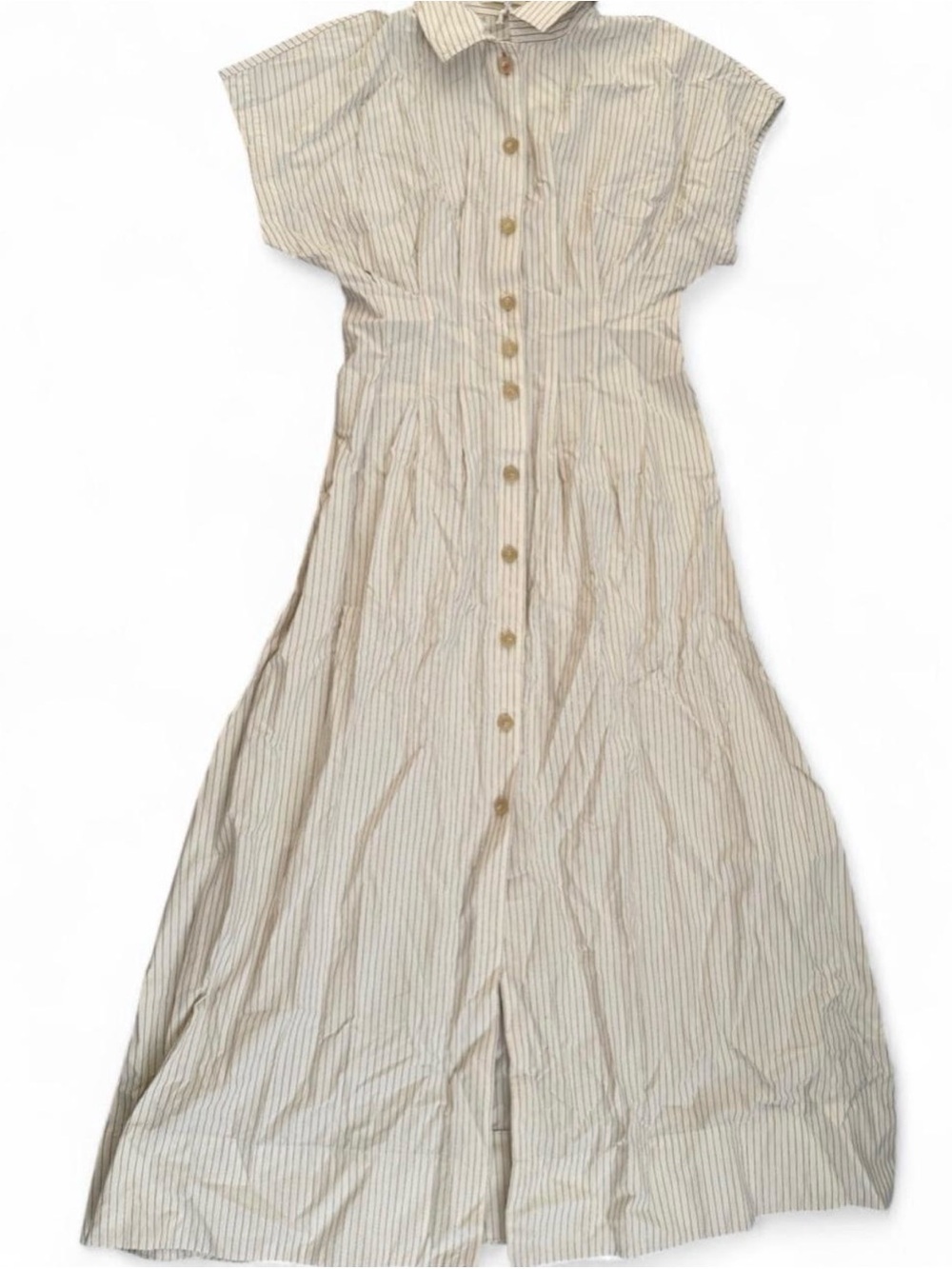 Marine Layer Cream Shirt with Black Pinstripes